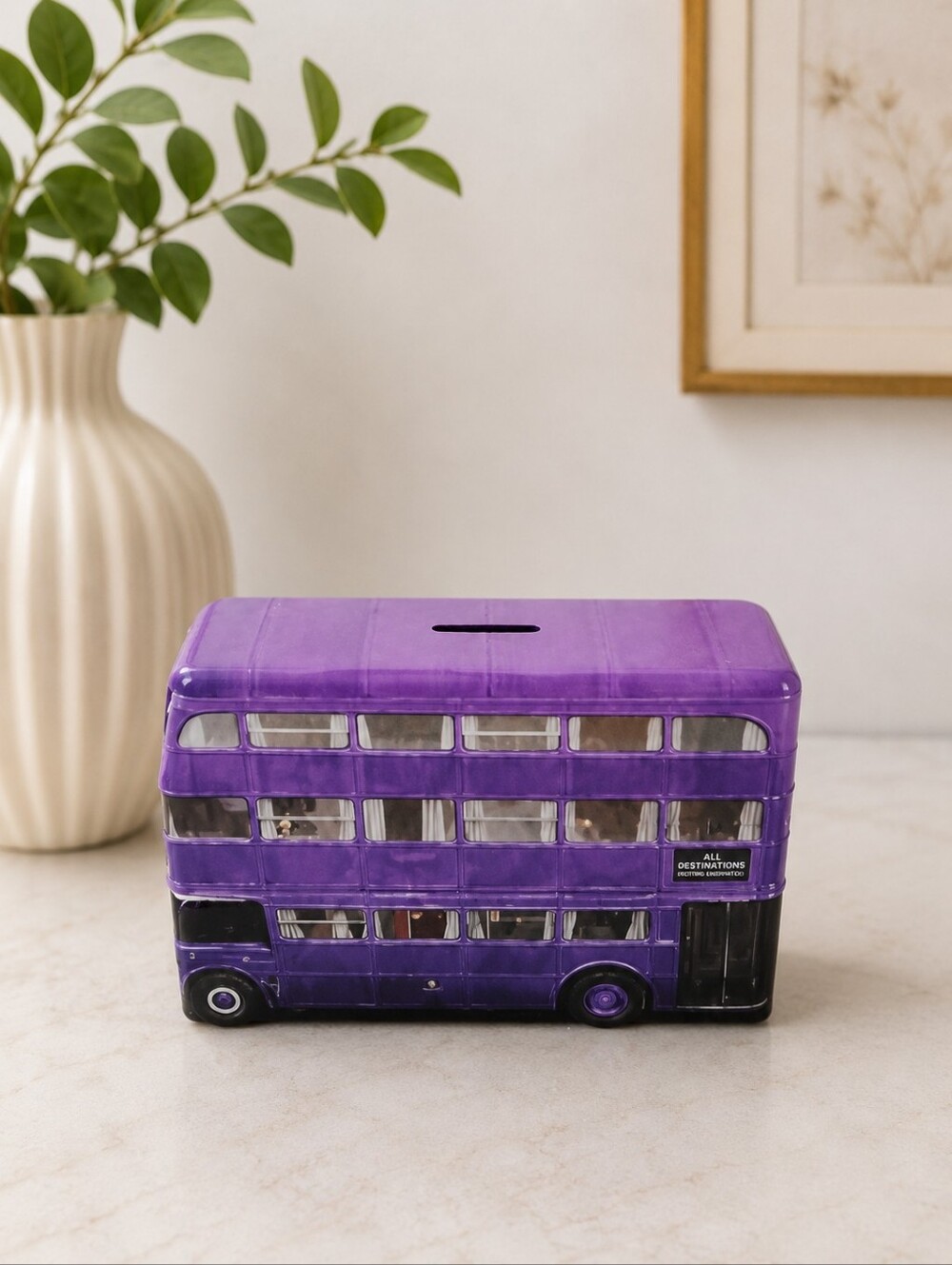 Harry Potter Knight Bus Purple Double Decker Tin Coin Bank Wizarding World